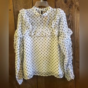 White & Black polka-dot sheer top